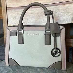 Michael Kors Tri Color Satchel- Silver MK Logo